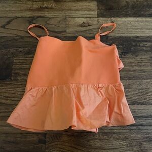 Zara Orange Ruffle Hem Tank Top